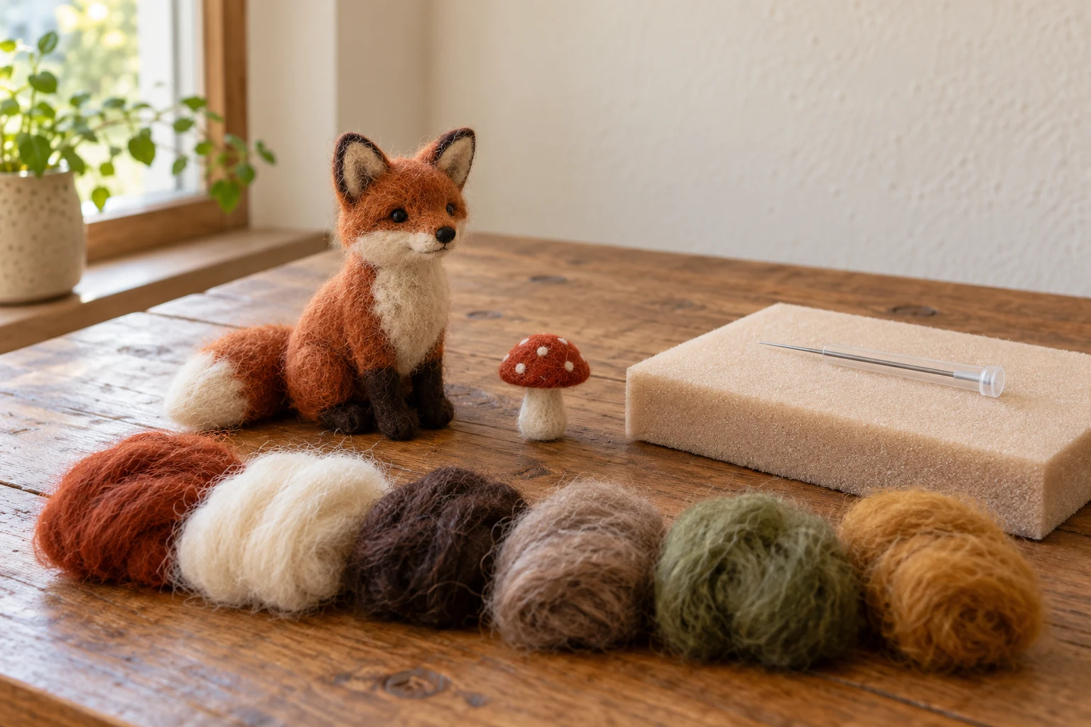 Needle felting kits and wool collection